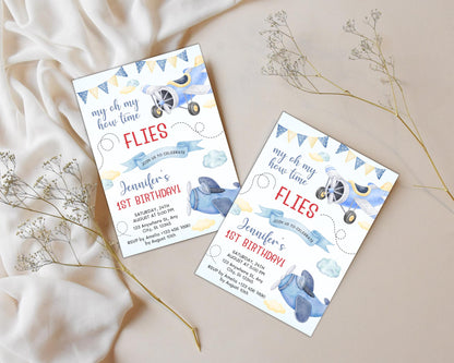 Airplane 1st Birthday Invitation, Aviation Party, Editable Template (Instant Download)