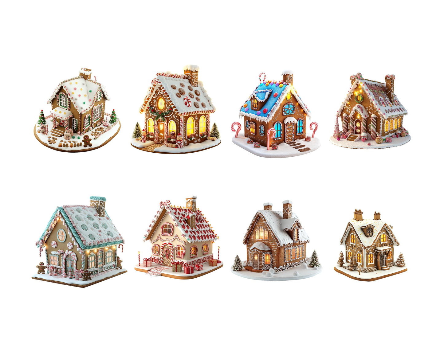 Watercolor Gingerbread House Clipart, Gingerbread Clipart png Bundle, Christmas Clipart, Christmas Decor Clipart, Ginger Cookies Clipart png