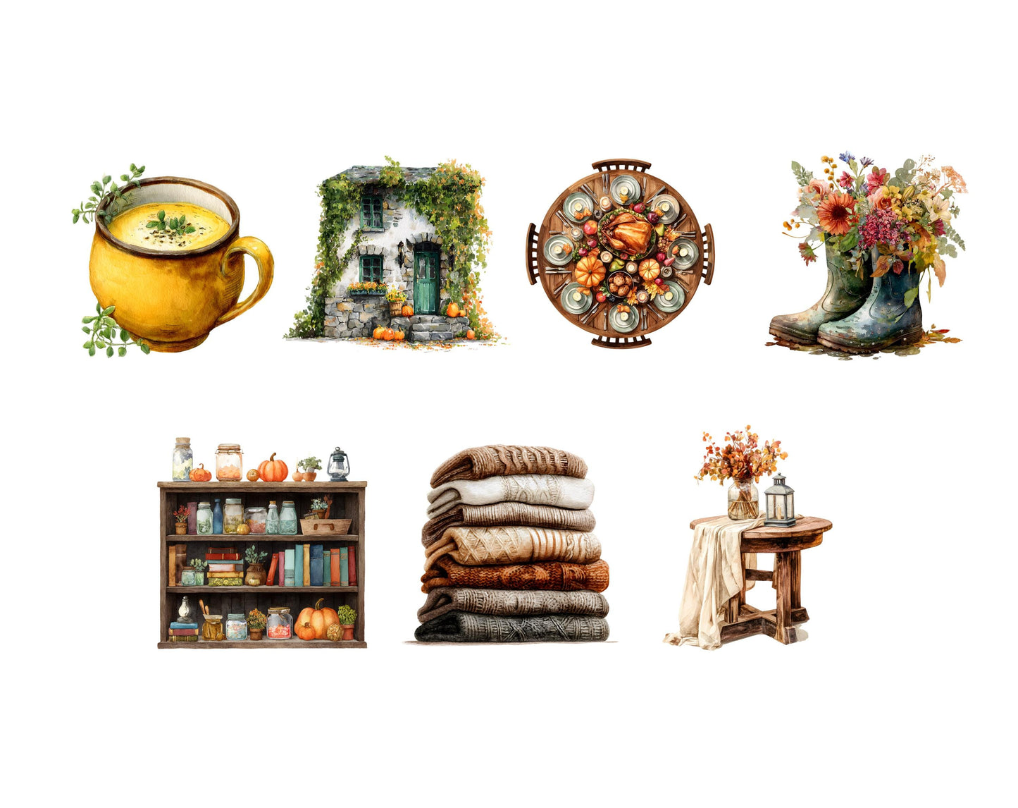 Autumn Clipart, Watercolor Autumn Clipart Bundle, Fall Clipart, Autumn Girl Clipart, Autumn png, Cozy Fall Clipart, Autumn Leave Clipart