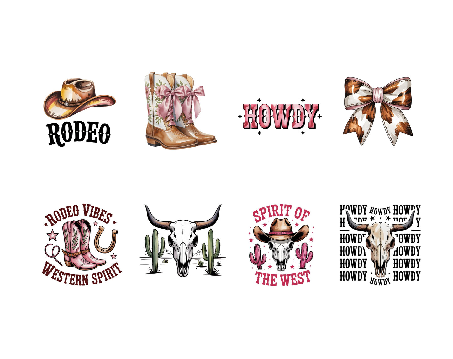Western Cowgirl Clipart png Bundle, Western Coquette Clipart, Retro Western png, Western Cowgirl Sublimation Design, Rodeo Clipart png