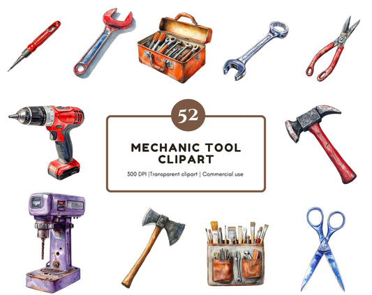 Watercolor Mechanic Tools Clipart Bundle, Mechanic Tools png, Tools Clipart, Repairing Tools Clipart, Handyman Toolbox Clipart, Tool png