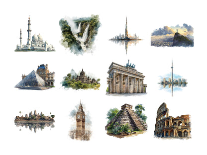 DIY Download Landmark Clip art Bundle