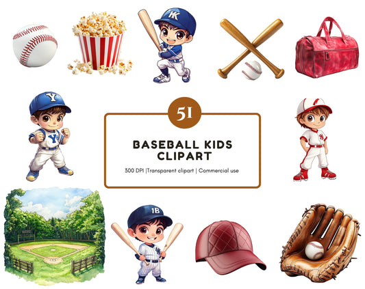 Watercolor Baseball Clipart Bundle, Baseball kids Clipart, Baseball png, Baseball Clipart, Sports Clipart, Boy Baseball Clipart, Cute Sports