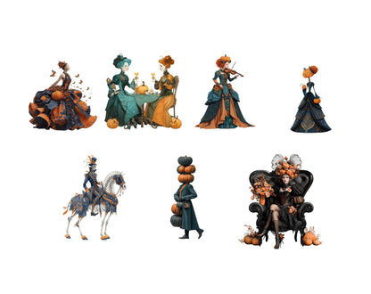 Watercolor Peculiar Halloween Characters Clipart Bundle, Peculiar Halloween Characters png, Junk Journal kit, Scrapbooking Supplies