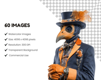 Watercolor Peculiar Halloween Characters Clipart Bundle, Peculiar Halloween Characters png, Junk Journal kit, Scrapbooking Supplies