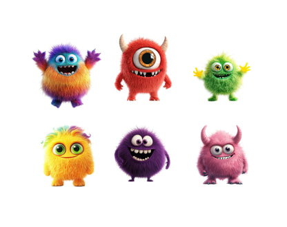 Watercolor Monster Clipart Bundle png, Monster Cartoon Clipart, Spooky Stickers Clipart, Party Graphics, Nursery Decor, Instant Download