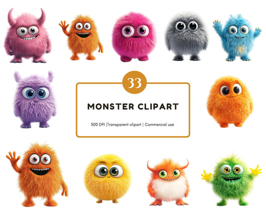 Watercolor Monster Clipart Bundle png, Monster Cartoon Clipart, Spooky Stickers Clipart, Party Graphics, Nursery Decor, Instant Download