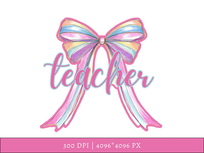 Teacher Coquette png, Retro Teacher png, Coquette Teacher Clipart, Teacher T-Shirt Design, Teacher Sublimation png, Back To School png