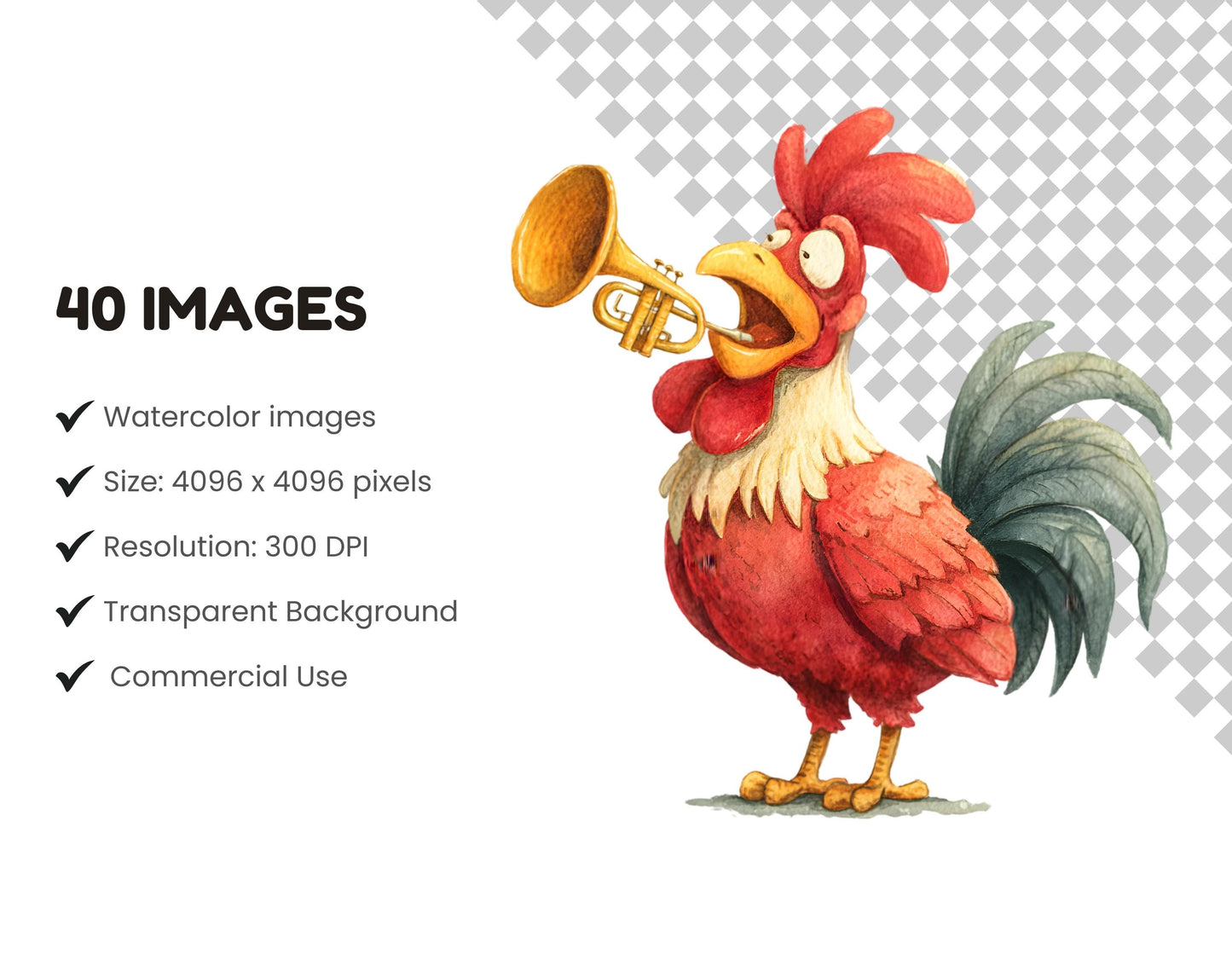 40 Funny Rooster Clipart Bundle, Cute Rooster Clipart png, Funny Cute Rooster Clipart, Baby Chicken Clipart, Chick Clipart, Chicken png