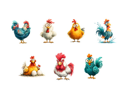 40 Funny Rooster Clipart Bundle, Cute Rooster Clipart png, Funny Cute Rooster Clipart, Baby Chicken Clipart, Chick Clipart, Chicken png