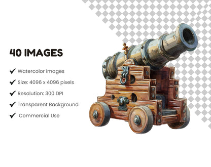 Aquarell-Piraten-Clipart-Paket, Kinderzimmerkunst (Digitaler Download)