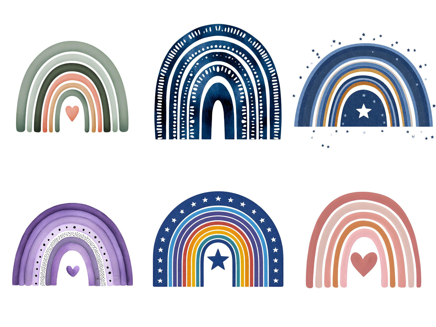 Regenbogen-PNG-Bundle, Aquarell-Regenbogen-Clipart, Regenbogen-Clipart, Pastell-Regenbogen-PNG, Boho-Regenbogen-PNG, Regenbogen-Silhouette, Hochwertiges PNG