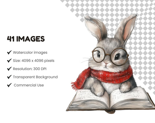 Watercolor Bunny Clipart png Bundle, Cute Bunny Clipart, Funny Bunny Clipart, Bunny png, Easter Bunny Clipart, Paper Crafting, Nursery Decor