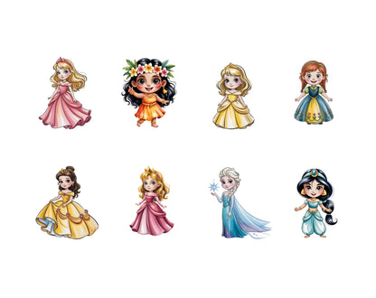 Aquarell-Prinzessinnen-Clipart-Bundle, Prinzessinnen-PNG, Niedliche Prinzessinnen-Clipart, Niedliche Mädchen-Clipart, Prinzessinnen-Clipart, Cartoon-Prinzessinnen-Clipart (PNG)