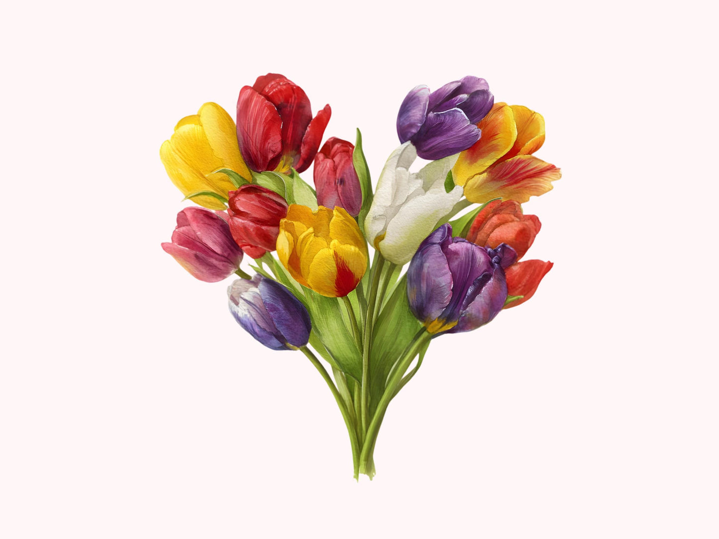 Watercolor Floral Heart Clipart Bundle, Floral Heart png, Cherry Heart png, Heart Printable Clipart, Valentine Floral Heart Clipart