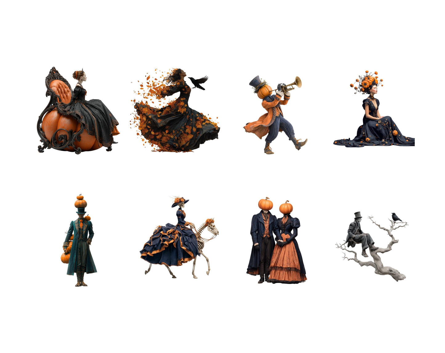 Watercolor Peculiar Halloween Characters Clipart Bundle, Peculiar Halloween Characters png, Junk Journal kit, Scrapbooking Supplies