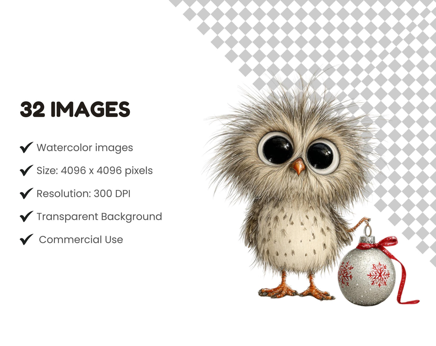 Weihnachts-Clipart-Bundle mit Waldtieren, niedliche Waldtier-Cliparts für Weihnachten, Aquarell-Waldtiere (PNG), festliche Feiertage