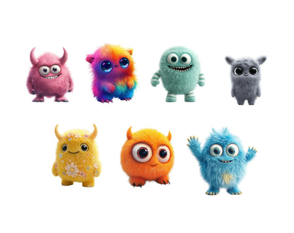 Watercolor Monster Clipart Bundle png, Monster Cartoon Clipart, Spooky Stickers Clipart, Party Graphics, Nursery Decor, Instant Download