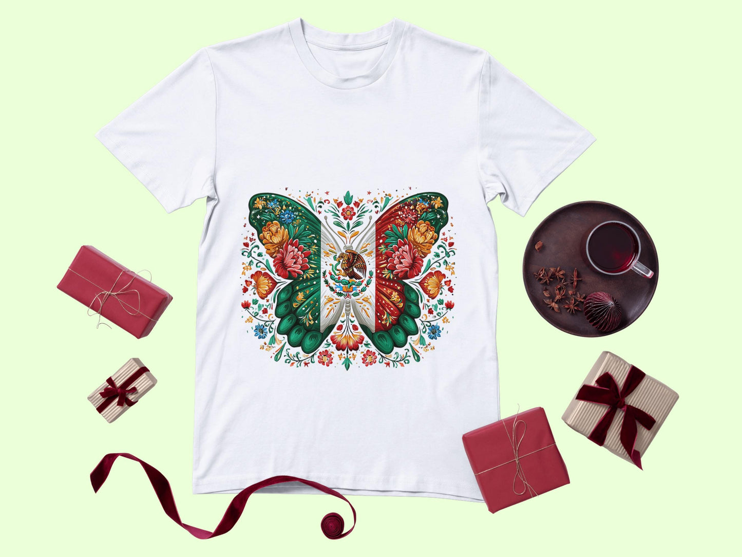 Mexico Butterfly Clipart, Mexico Butterfly png, Patriotic png, Mexican Flag Clipart, Flowers png, T-Shirt Design, Sublimation png