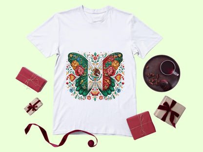 Mexico Butterfly Clipart, Mexico Butterfly png, Patriotic png, Mexican Flag Clipart, Flowers png, T-Shirt Design, Sublimation png