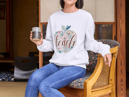 Watercolor Teach png, Retro Teach png, Floral Teacher Clipart, Teach T-Shirt Design, Teach Sublimation png, Apple png, School png