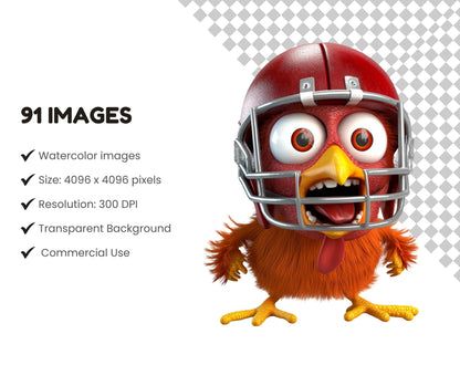 Funny Chicken Clipart Bundle, Funny F-Caw-F Chicken Clipart, Screaming Rooster Clipart png, Crazy Hen Clipart, Farm Animal png, Hen png