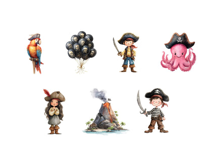 Aquarell-Piraten-Clipart-Paket, Kinderzimmerkunst (Digitaler Download)