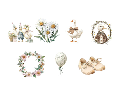 57 Rustic Goose Clipart Bundle, Watercolor Rustic Goose png, Silly Goose Clipart, Cute Rustic Goose png, Funny Goose png, Boho Nursery Decor