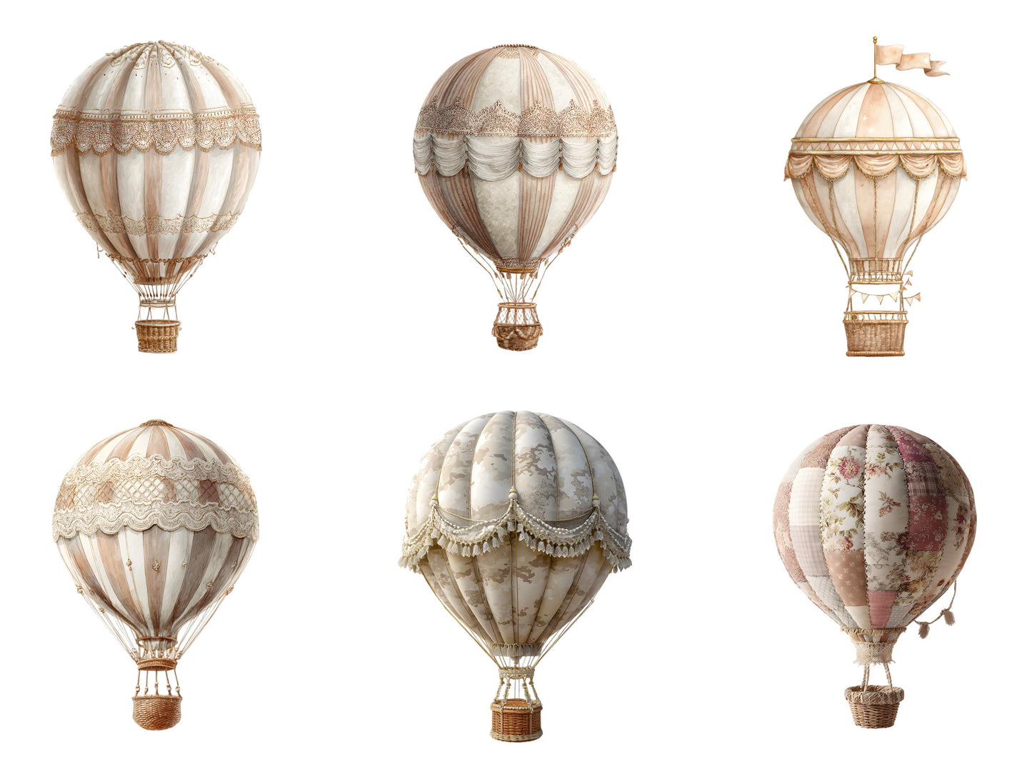 Neutral Hot Air Balloon Clipart Bundle, Watercolor Hot Air Balloon png, Pastel Hot Air Balloon png, Hot Air Balloon Clipart, Baby Shower