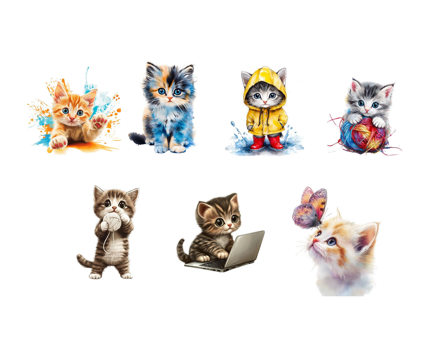 40 Katzen- und Kätzchen-Cliparts, Aquarell-Katzen- und Kätzchen-Clipart-Bundle, Hochwertige Katzen-PNGs, Niedliche Kätzchen-PNGs, Coole Kätzchen-PNGs