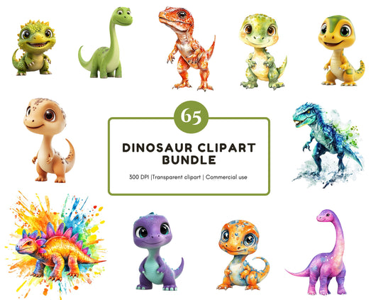 65 Dinosaur Clipart Bundle, Dinosaur png Bundle, High Quality Dinosaur Clipart, Cool Dinosaur Clipart, Cute Dinosaur Clipart, Paper Crafting
