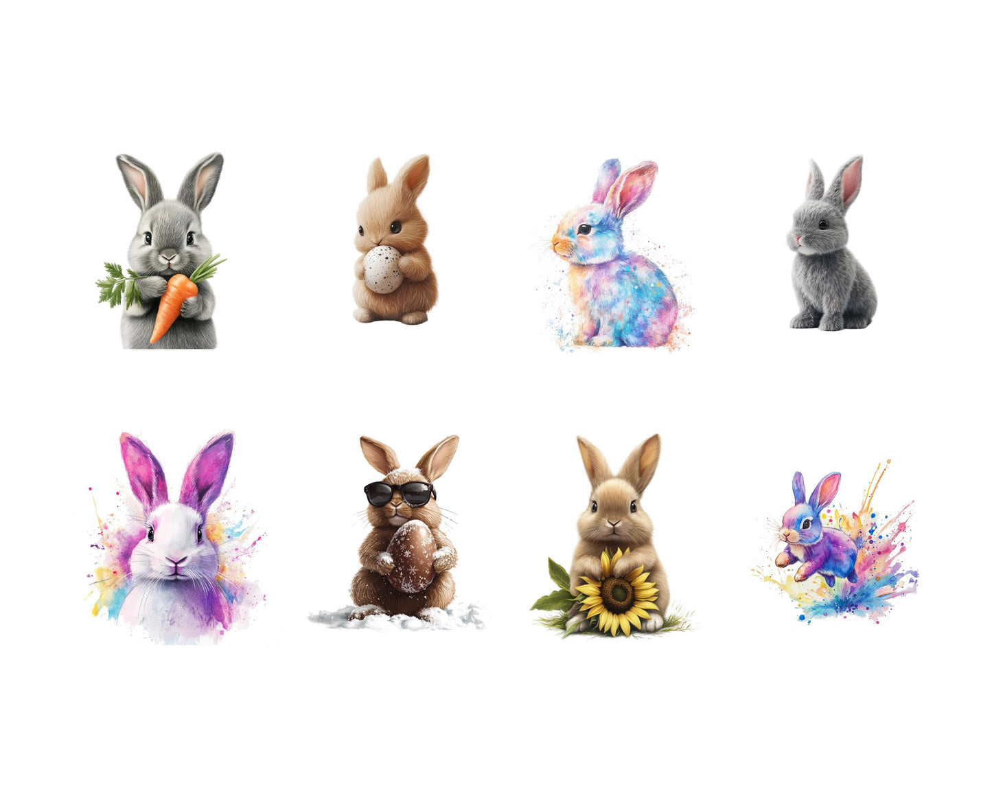 Watercolor Bunny Clipart png Bundle, Cute Bunny Clipart, Funny Bunny Clipart, Bunny png, Easter Bunny Clipart, Paper Crafting, Nursery Decor