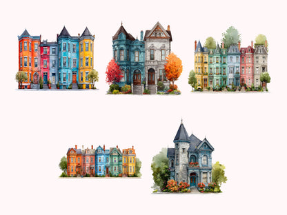 DIY Download Quirky Houses Clip Art Bundle