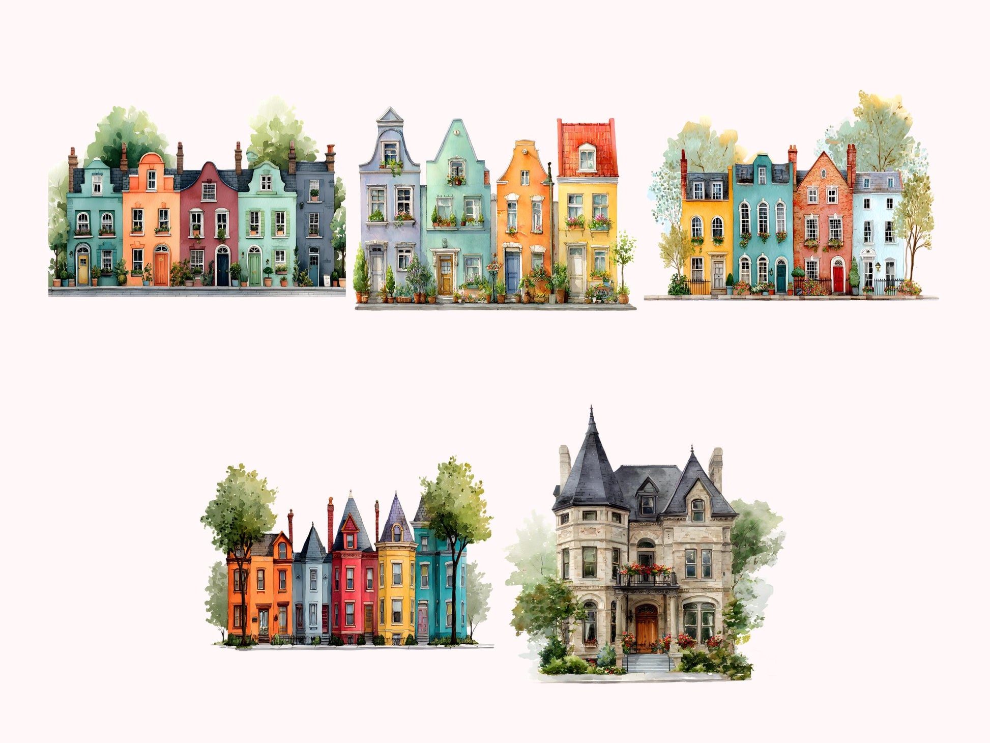 DIY Download Quirky Houses Clip Art Bundle