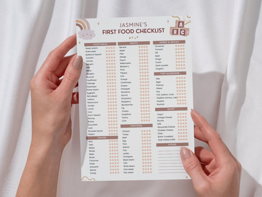 Editable Baby's First Food Checklist, Tracker For Baby's First Solid Food, Baby's First Food Checklist, Food Weaning Chart, Instant Download