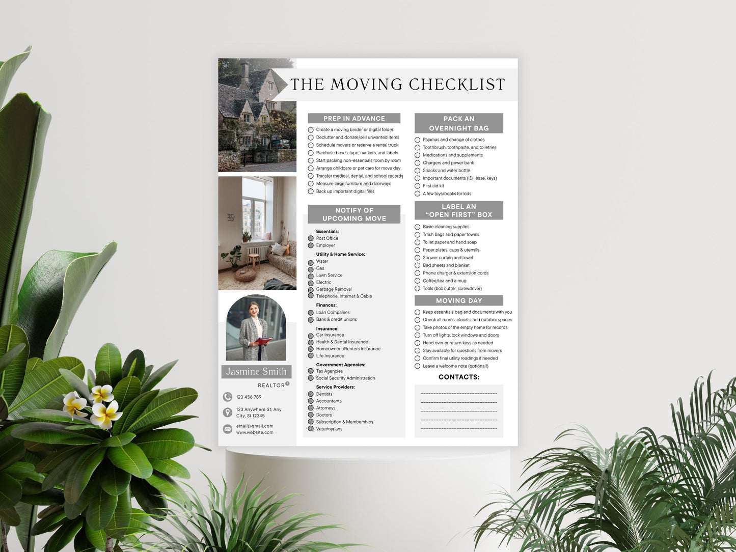 Editable Real State Moving Checklist, Printable Moving To Do List, Realtor Moving Guide, Canva Template,  Real State Moving Planner