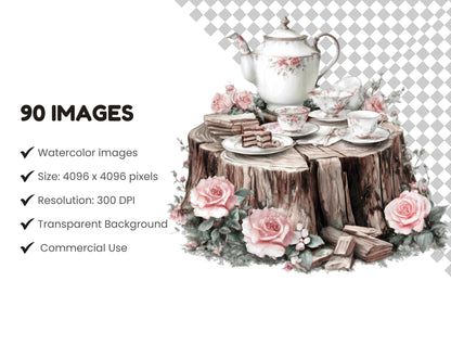 Gartenfeen-Clipart-Bundle (PNG), Aquarell-Feen-Clipart-Set, Wald-Designelemente-Clipart, kommerzielle Nutzung, digitaler Download