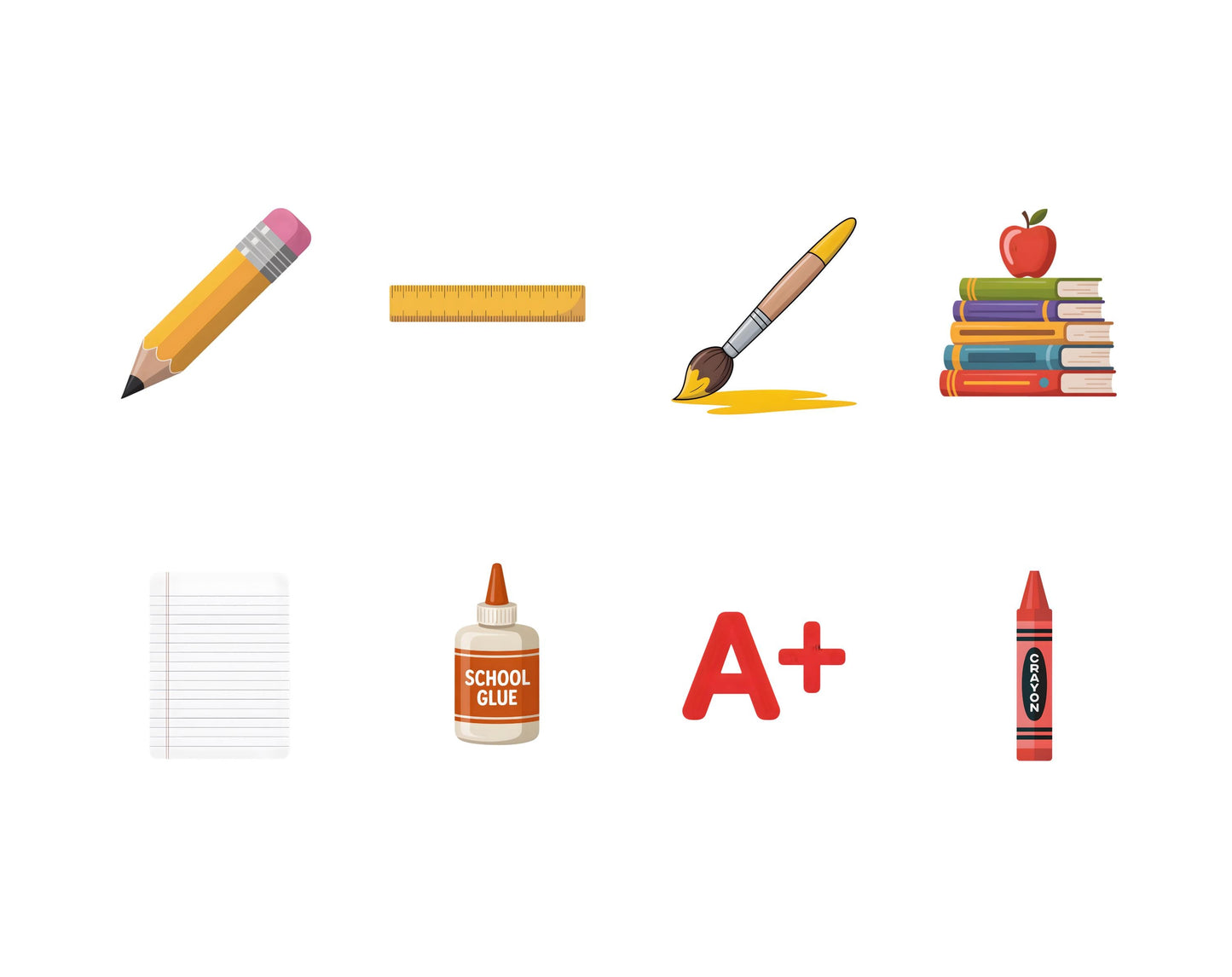 School Supplies Clipart, Back to School Clipart Bundle, Watercolor Crayons Clipart, Pencil Clipart, Digital Download