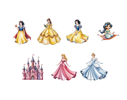 Prinzessinnen-Clipart-Bundle (PNG), Aquarell-Prinzessinnen (PNG), Niedliche Prinzessinnen-Clipart, Cinderella (PNG), Anna (PNG), Tiana (PNG), Diana, Digitaler Download