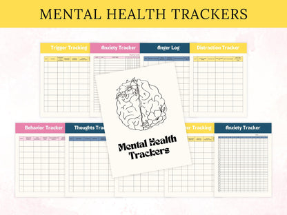 Mental Health Planner Template Printable, Mental Health Journal Bundle, Wellness Workbook, Therapy Worksheet, Self care Tracker Management
