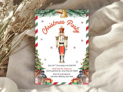Nutcracker Christmas Party Invitation, Nutcracker Birthday Invitation, Winter Invite, Sugar Plum Fairy, Vintage Nutcracker Christmas