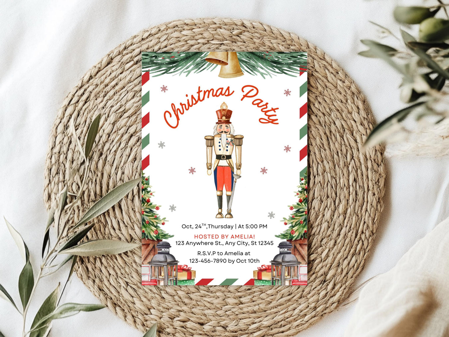 Nutcracker Christmas Party Invitation, Nutcracker Birthday Invitation, Winter Invite, Sugar Plum Fairy, Vintage Nutcracker Christmas