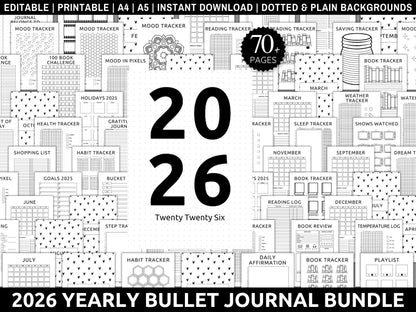 2026 Journal Mega Bundle: Printable Planner with Trackers (PDF)