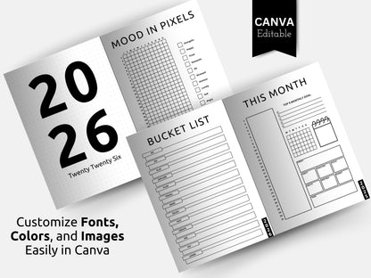 2026 Journal Mega Bundle: Printable Planner with Trackers (PDF)