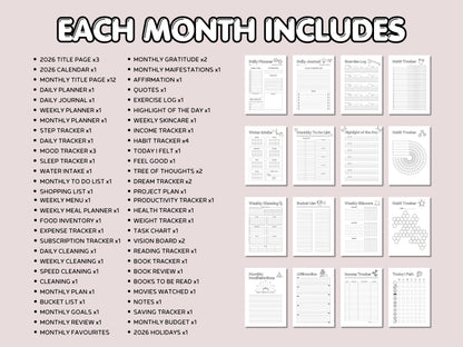 Premade 2026 Planner Pages Printable & Editable