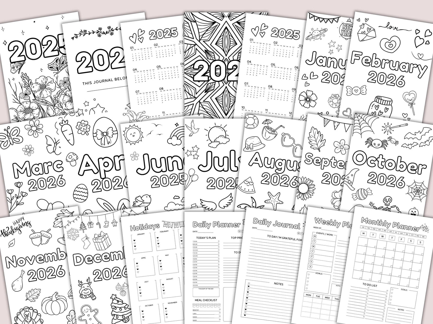 Premade 2026 Planner Pages Printable & Editable