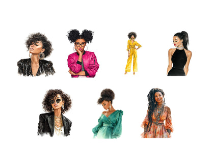 50 Black Girl Clipart Set, Black Girl Afro Women png, Black Queen Clipart, Black American Women CLipart, Afro Goddess png, Digital Download