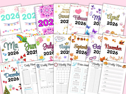2026 Bullet Journal Premade Planner template with 88 Pages