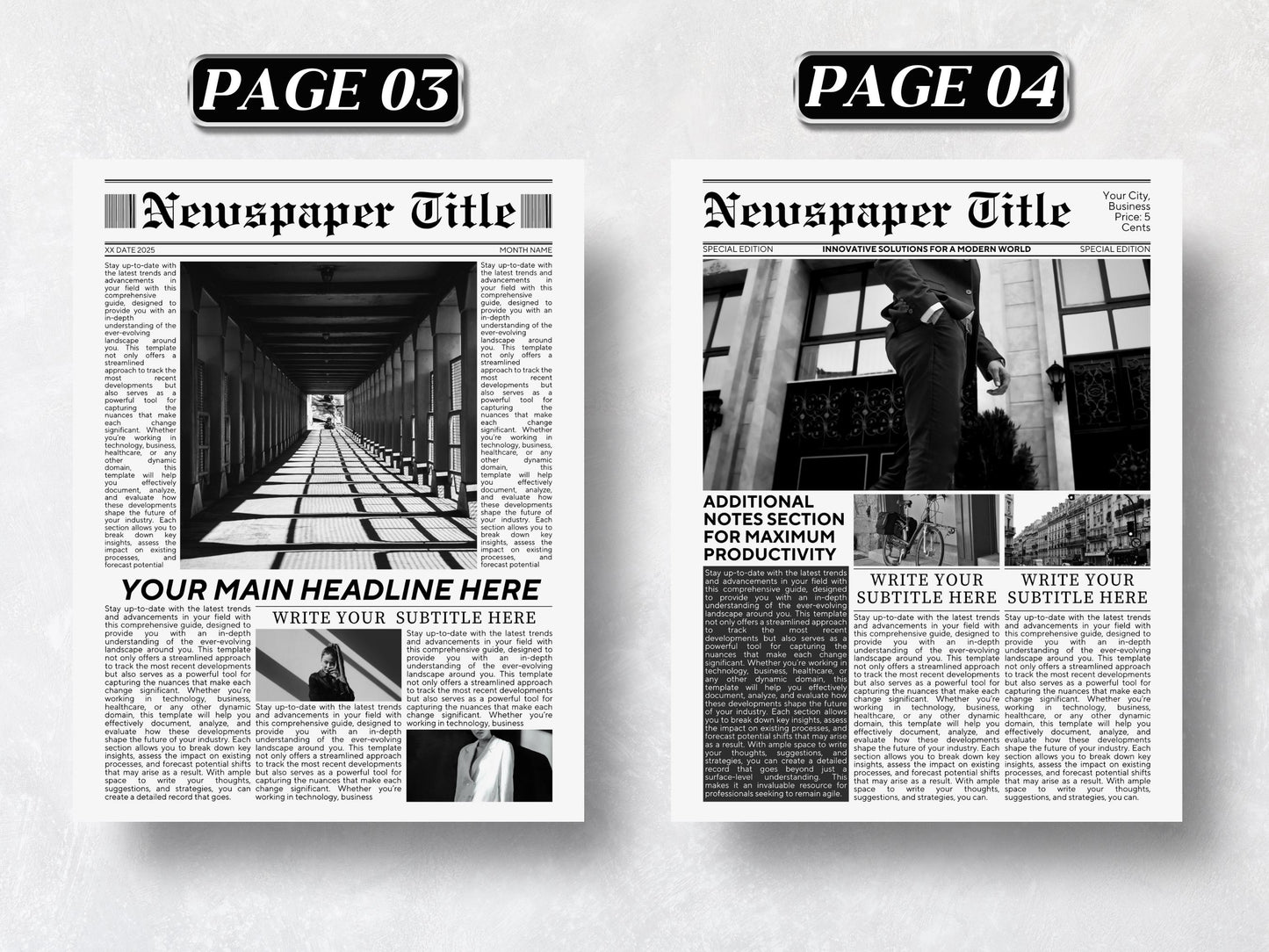 Canva Newspaper Template | Page Layout | Editable Layout & Advertisement Design