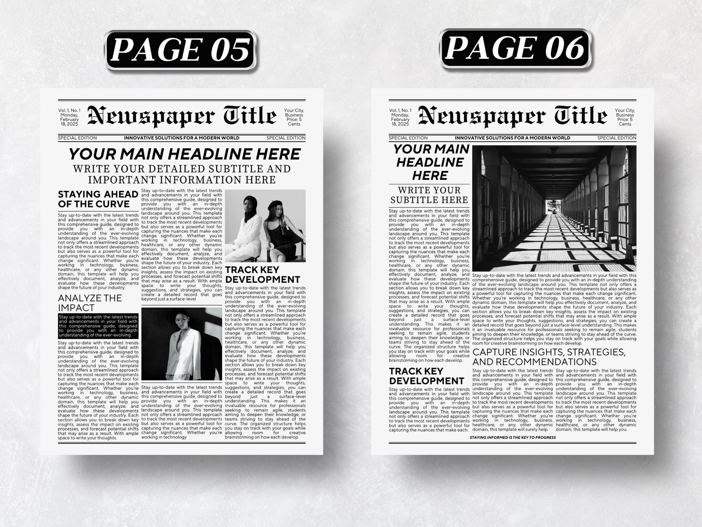 Editable Front Page Templates | 6 Pages | Canva Newspaper Layout | A4 & US Letter | Printable Newspaper Design